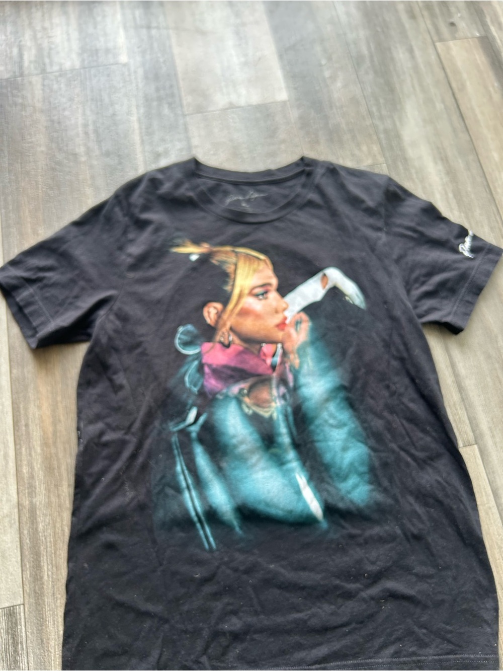 Black Graphic Tee with Colorful Portrait